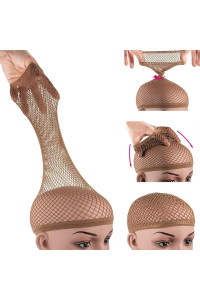 Dreamlover Mesh Wig Cap For Long Hair, Wig Hair Net, Wig Cap For Lace Front Wig, Brown, 2 Pieces