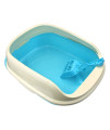 Cat Litter Pan Box Semi-Enclosed Cat Litter Pan with Shovel Cat Toilet Suitable for Cats and Small Dogs,17.5" Lx12.5 Wx7 H(Blue)