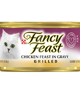 Purina 30 Cans of Fancy Feast Grilled Chicken Feast in Gravy Canned Cat Food, 3-oz ea