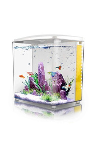 12gallon Betta Aquarium Starter Kits Square Fish Tank with LED Light and Filter Pump