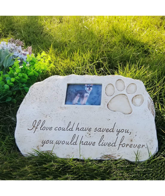 Re-call Pet Tombstone Dog or cat Memorial Stone Personalized with Waterproof Photo Dog or cat grave Markers in Lawn and garden