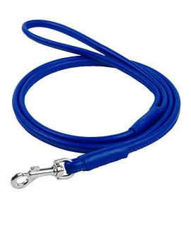 Rolled Leather Dog Leash 6 ft - Soft Dog Lead for Small Medium Large Dogs Puppy - Red Blue Pink Purple Green Black Pet Leashes for Outdoor Walking Running Training Plus (Dark Blue, 6 Ft x 1/2" Wide)