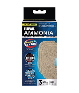 Fluval 107207 Ammonia Remover Pad, Replacement Aquarium canister Filter Media, 3-Pack