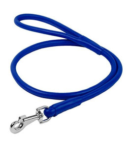 Rolled Leather Dog Leash 4 ft - Soft Dog Lead for Small Medium Large Dogs Puppy - Red Blue Pink Purple Green Black Pet Leashes for Outdoor Walking Running Training Plus (Dark Blue, 4 Ft x 3/8" Wide)