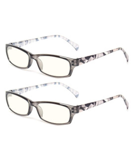 Norperwis 2 Pair Computer Glasses - Anti-Blue Glasses - Blue Light Blocking Reading Glasses For Women (2 Pack Gray, 275)