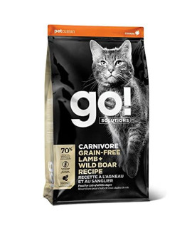 GO! SOLUTIONS Carnivore Grain Free Dry Cat Food, 16 lb - Lamb + Wild Boar Recipe - Protein Rich Dry Cat Food - Complete + Balanced Nutrition for All Life Stages