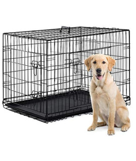 SpiritOne 42" 2 Doors Pet Folding Suitcase Dog w/Divider Cat Crate Cage Kennel w/Tray LC