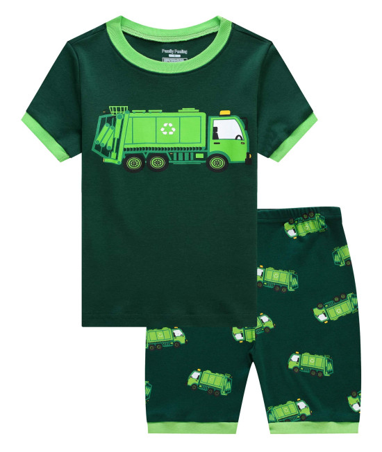 Family Feeling Big Boys garbage Truck Pajamas Short Sets 100% cotton Kid Summer Pjs 10