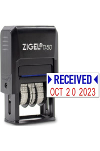 Zigel D50 Date Stamp With Received - Self Inking Date Stamp - Bluered