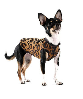 Gold Paw Duluth Double Fleece Dog Coat Pullover - Soft, Warm Dog Clothes, 4-Way Stretch Pet Sweater - Machine Washable, All-Season, Leopard/Black, Size 12