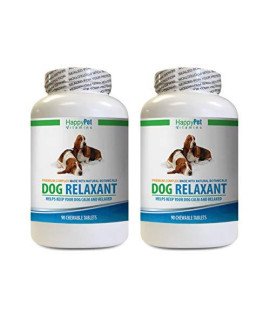 HAPPY PET VITAMINS LLC Dog Anxiety Prevention - Dog Relaxant - Anxiety and Stress Relief - Aggression Solution - Dog Relaxing Treats - 2 Bottles (180 Chew Tabs)