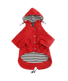Morezi Dog Zip Up Dog Raincoat With Reflective Rainwater Resistant Adjustable Drawstring Removable Hood Stylish Premium Dog Raincoats - Red - Xl
