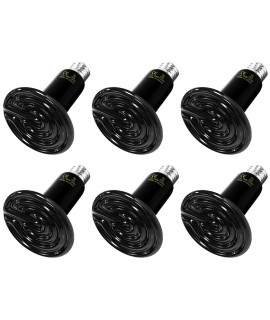 Simple Deluxe 100W 6-Pack Ceramic Heat Emitter Reptile Heat Lamp Bulb No Light Emitting Brooder Coop Heater for Amphibian Pet & Incubating Chicken, Black