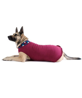 Gold Paw Duluth Double Fleece Dog Coat Pullover - Soft, Warm Dog Clothes, 4-Way Stretch Pet Sweater - Machine Washable, All-Season, Garnet/Winter Mod, Size 10