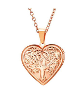 U7 TE AMO Locket Necklace Women girls Rose gold Jewelry Heart Shaped Memorial Photo Locket Pendant with chain 20 Inch