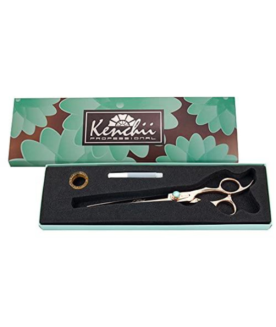 Kenchii Dog Grooming Scissors | 8 Inch Shears | Straight Scissors for Dog Grooming | Rose Collection Dog Shears | Pet Grooming Accessories | Pet Hair Trimming Scissor