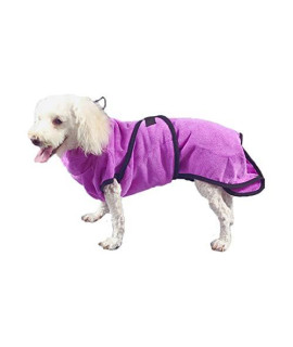Kismaple Pet Cats Dog Bathrobe Towel Adjustable Soft Fast Drying Super Absorbent with Waist Belt Coat Robe for Puppy Small Medium Large X-Large Dogs (L, Purple)
