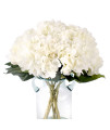 Kimuras Cabin Fake White Flowers Artificial Silk Hydrangea Flowers Bouquets Faux Hydrangea Stems 6Pcs For Home Table Centerpieces Wedding Party Decoration (White)