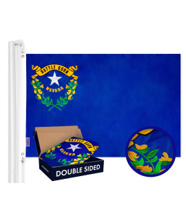 g128 Nevada State Flag 3x5 Ft Double ToughWeave Series Double Sided Embroidered 210D Polyester Embroidered Design, IndoorOutdoor, Brass grommets, Heavy Duty, 2-ply