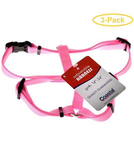 TUFF Collar Nylon Adjustable Harness - Bright Pink Small (Girth Size 12"-24") - Pack of 3