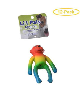 LilPals Latex Monkey Dog Toy - Rainbow 4 Long - Pack of 12