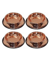 Melzon Petsentials Non-Skid Stylish Food Bowl for Your Pet, Premium Grade Stainless Steel - Elegant Bronze | Small, 18oz (4 Pack)