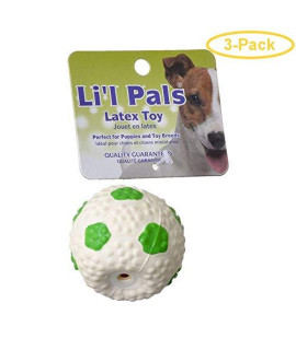 Lilpals Latex Mini Soccer Ball For Dogs - Green & White 2 Diameter - Pack Of 3