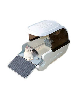 Qxd Automatic Smart Cat Toilet Fully Enclosed Automatic Litter Box Easy To Clean Electric Litter Box Deodorant Splash Cat Litter Environmental Protection White