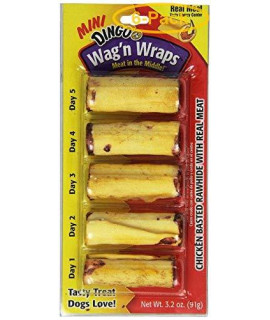 Dingo Wag'n Wraps Chicken & Rawhide Chew Mini (5 Pack) - Pack of 6