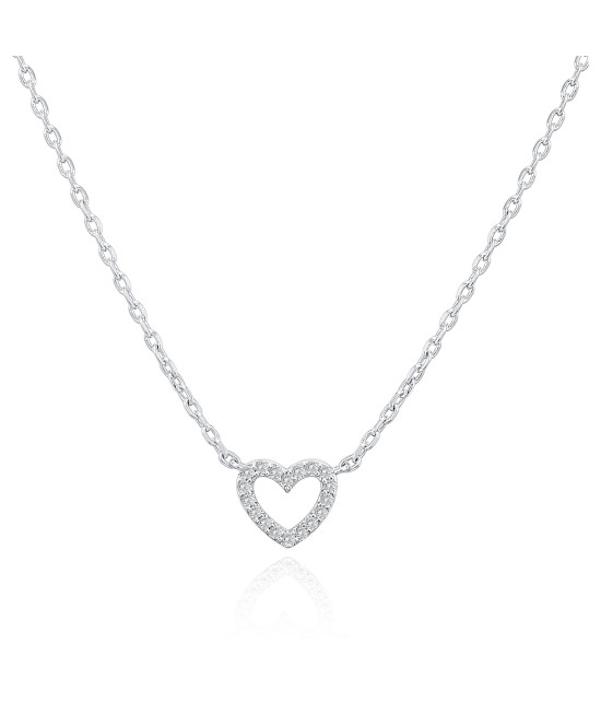 Pavoi 14K Gold Plated Cubic Zirconia Heart Necklace Layered Necklaces White Gold Necklaces For Women