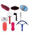 10Pcs Equine Grooming Kit, Horse Care Brush Hoof Pick Sweat Scraper Comb Cleaning Tool Set Great Grip Grooming Package
