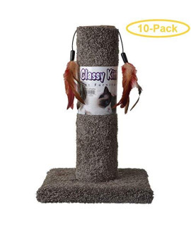 North American Pet classy Kitty cat Scratching Post with Feathers 17.5 High (Assorted colors) - Pack of 10