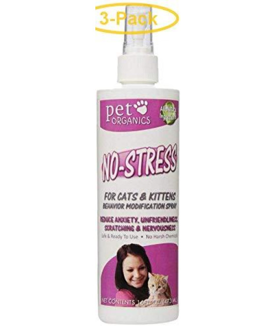 Pet Organics No-Stress Spray for cats 16 oz - Pack of 3