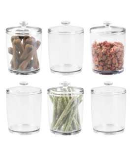 mDesign Tall Plastic Pet Storage Canister Jar with Lid - Holds Dog/Puppy Food, Treats, Toys, Medical, Dental and Grooming Supplies - Medium - 6 Pack - Clear