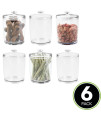 mDesign Tall Plastic Pet Storage Canister Jar with Lid - Holds Dog/Puppy Food, Treats, Toys, Medical, Dental and Grooming Supplies - Medium - 6 Pack - Clear