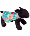The Worthy Dog Preppy Patchwork Madras Pattern Fabulously Stylish Bow Attached Dress for Dog, Casual Dog Outfit - Fits Small, Medium and Large Dogs, Turquoise Multi Color