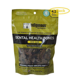 Indigenous Dental Health Bones - Original Fresh Breath Formula 40 Mini Treats - Pack of 4