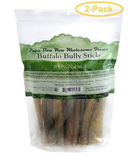 Papa Bow Wow Buffalo Bully Sticks - 6" Long .5 lb - Pack of 2