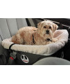 FidoRido Dog Car Seat - Pet Booster Car Seat with Beige Sherpa Cover, Large Harness and Straps - Durable Plastic Base, Comfortable Cushions, Easy to Install and Clean