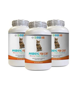 MY LUCKY PETS LLC cat Diarrhea - CAT PROBIOTICS - Advanced Natural Digestive AID Formula - GET RID of Bad Breath and Stop Diarrhea - Active Cultures probiotic - 3 Bottles (180 Treats)