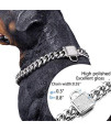 Abaxaca Top Dog Collar White Silver Tone Stainless Steel 14mm Big Dog Luxury Training Collar Cuban Link with Zirconia Lock Necklace Chain Choker for Dog (20 inch(for 17.1"~19" Neck))