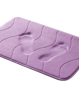 Memory Foam Bath Mat For Bathroom Non Slip Bath Rug Velvet Thick Soft And Comfortable Water Absorbent Machine Washable Easier To Dry Floor Rug Mats Waved Pattern, 20X32 Inches, Lilac