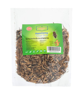 Appetizing Mealworms with Natural Dried crickets (8oz) All Natural 100 Non-gMO, Food for Breaded Dragons, Reptiles, chicken, Fish, Ducks, Wild Birds, Turtles, Hamsters, Fish, and Hedgehogs