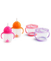 MunchkinA Happy Snacker Snack catcher and Toddler Weighted Straw Sippy cup Set, 4 count, PinkPurpleOrange