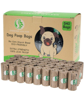 GREENER WALKER Poop Bags for Dog Waste-540 Bags,Extra Thick Strong 100% Leak Proof Dog waste Bags (Brown)