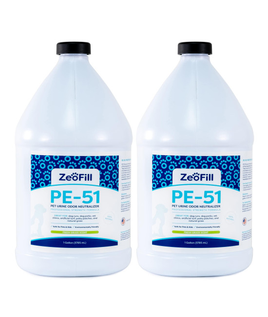 ZEOFILL PE-51 Pet Odor Eliminator - 2 Gallon - Professional Strength Enzyme Cleaner - Pet, Turf & Yard Odor - Dogs Urine Odor Deodorizer - Outdoor Use - Natural Eco-Friendly Enzymes