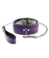 Barcelona Fur Collar and Leash Genuine Lambskin Leather Choker Chain Leash (Purple, Small)