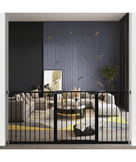 Allaibb Walk Through Baby Gate Auto Close Tension Black Metal Child Pet Safety Gates With Pressure Mount For Stairs,Doorways And Kitchen (Black, 7913-8189)