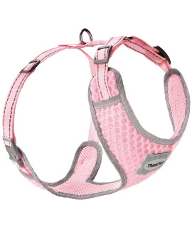 ThinkPet Reflective Breathable Soft Air Mesh No Pull Puppy Choke Free Over Head Vest Ventilation Harness for Puppy Small Medium Dogs and Cats(XXS,Light Pink)