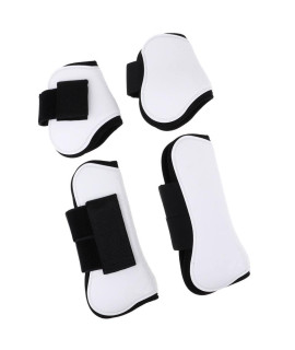 CUTICATE Horse Leg Boots Set of 4, Open Front Fetlock and Tendon Boots for Horses Pony - Impact-Absorbing and Breathable - White